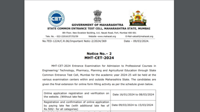 MHT CET 2024 Registration Dates Extended: Apply With Late Fee Till This ...