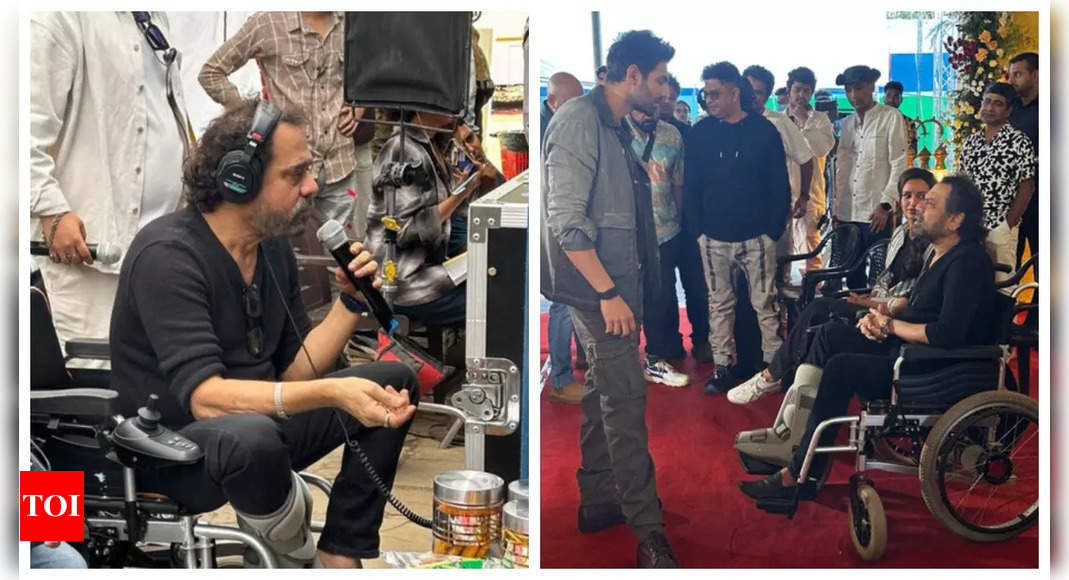 Anees Bazmee shoots with Kartik Aaryan for ‘Bhool Bhulaiyaa 3’ on wheelchair on muhurat day – See photos |