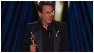 Robert Downey Jr. wins his first Oscar for Best Supporting Actor for 'Oppenheimer'; dedicates win to wife Susan Downey and 'terrible childhood'