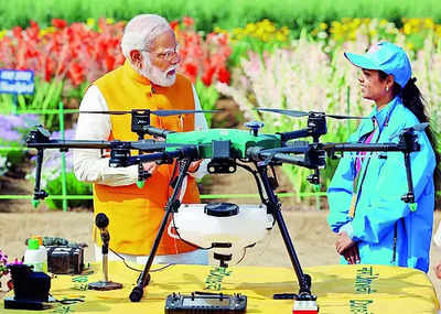 PM Modi hands out drones to over 1000 women from SHGs, says 'Nari Shakti' will lead technology revolution