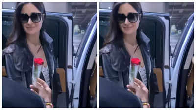 Katrina Kaif gets a beautiful surprise from a fan at the airport. Watch the viral video