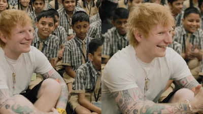 Ed Sheeran spends time with school kids in Mumbai during his second visit to India- WATCH