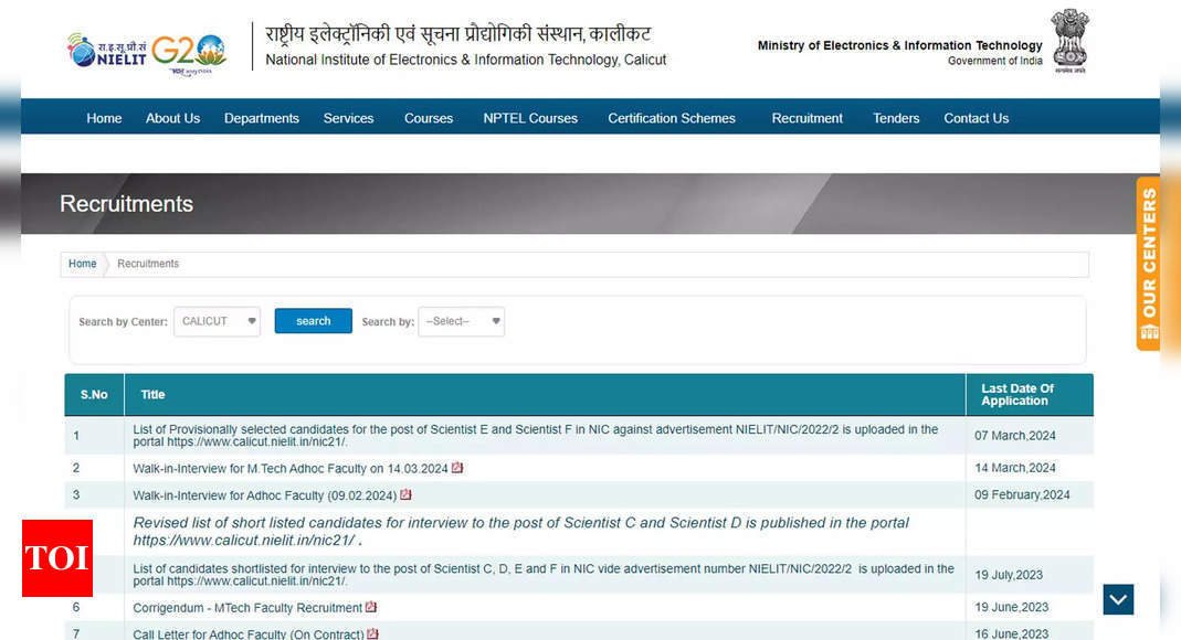 NIC Calicut releases Scientific and Technical posts recruitment results 2024; Check here