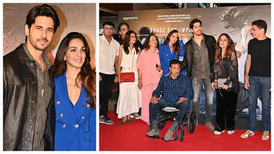 Sidharth Malhotra poses with wife Kiara Advani and his family on the red carpet of Yodha premiere - See photos