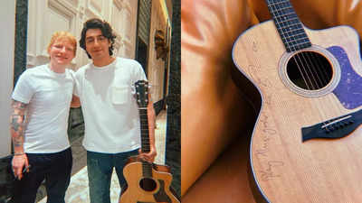 Ahaan Panday receives autographed guitar from Ed Sheeran