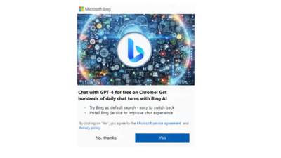 Microsoft's intrusive pop-up ads push Bing AI on Chrome users