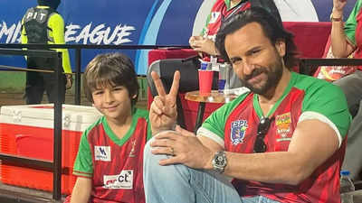 Saif Ali Khan and Taimur attend the ISPL match, father-son duo twin in style