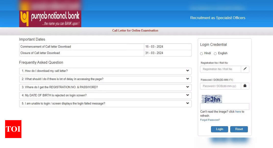 PNB SO Admit Card 2024 released at pnbindia.in, direct link to download