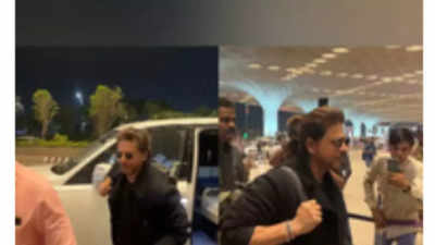 Shah Rukh Khan revives iconic ponytail look in latest all-black airport appearance; SEE PIC
