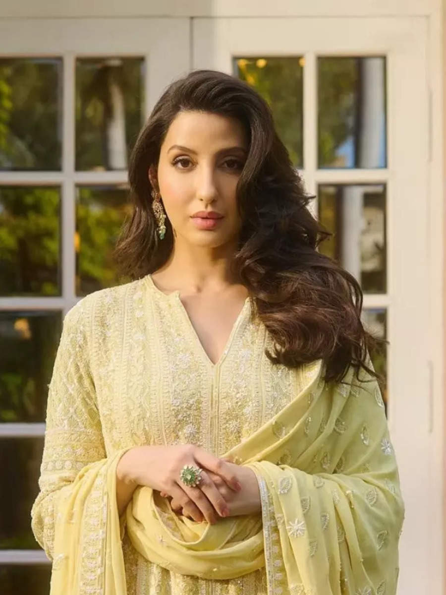 Nora Fatehi gives a nod to summer fashion in yellow chikankari suit