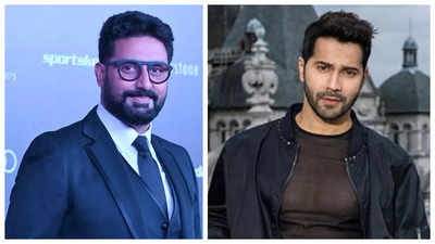Abhishek Bachchan engages in fun banter with Varun Dhawan; says 'Give me your directors or give me your dad'