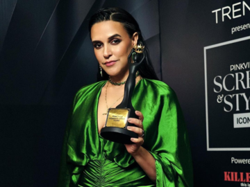 Neha Dhupia wins the Most Stylish Risk Taker Award at the Screen And Style Icons Awards!