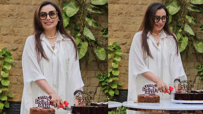 Rani Mukerji celebrates her birthday with the paparazzi, don't miss her fun banter with them while she gives them cake! - WATCH video