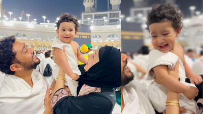 Gauahar Khan and Zaid Darbar finally reveal their munchkin Zehaan's face amid their Umrah; the little boy looks adorable wearing holy ihram