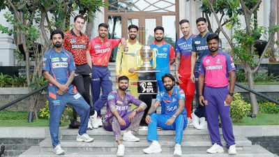 Team captains pose with trophy ahead of IPL 2024 season
