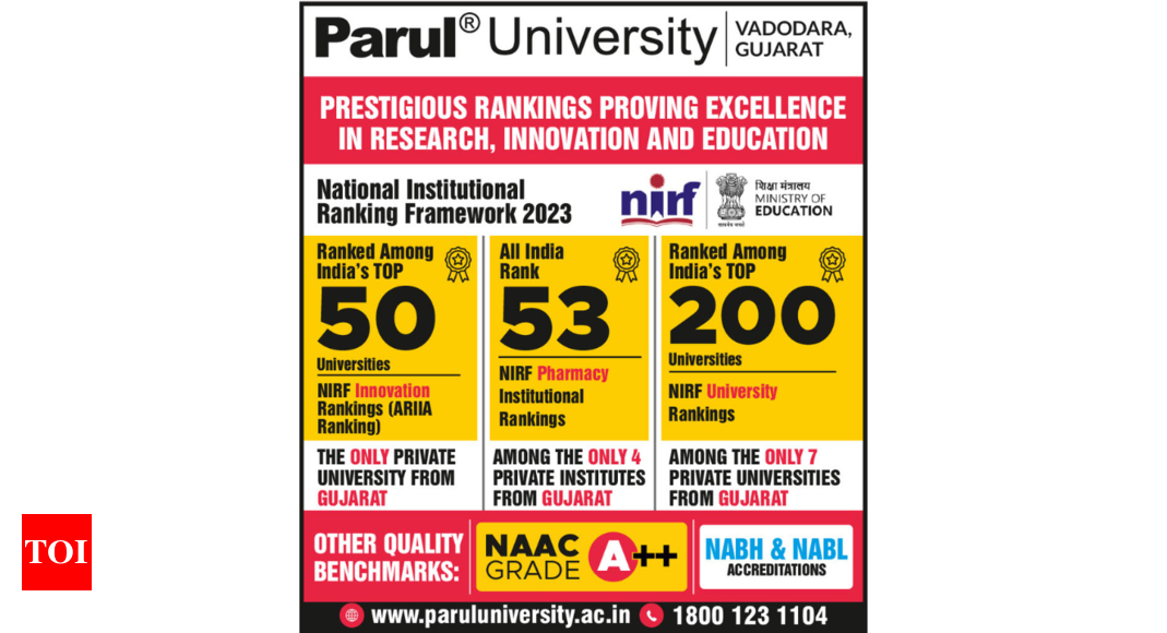 Parul University’s Pharmacy Program shines in NIRF 2023 rankings, secures 53rd position | India News