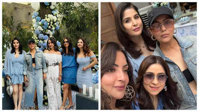 Gauri Khan sports an all-denim look as she poses with Maheep Kapoor and Bhavana Pandey at Alanna Panday's baby shower - See INSIDE photos