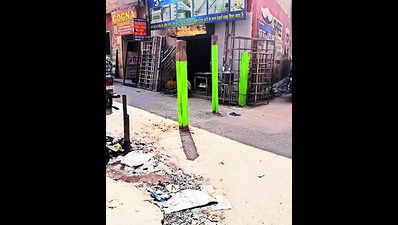 Illegal pillars, posters installed right under civic body’s nose