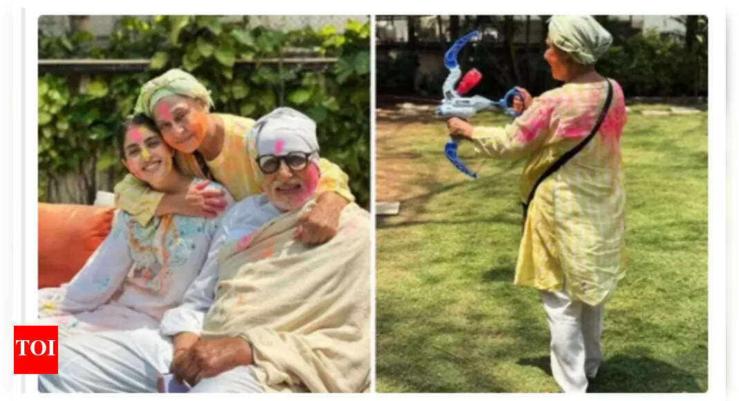 Navya Naveli, Amitabh Bachchan and Jaya Bachchan revel in Holi