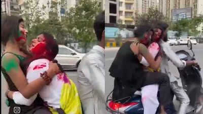 Noida girls' Holi scooter stunt reel goes viral: Noida police issues hefty challan