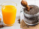 
What happens when chia seeds are added to raw turmeric water ?
