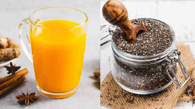 What happens when chia seeds are added to raw turmeric water ?