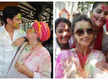 
Shabana Azmi strikes a quirky pose with Farhan Akhtar, Shibani Dandekar and others at Holi bash - See INSIDE photos
