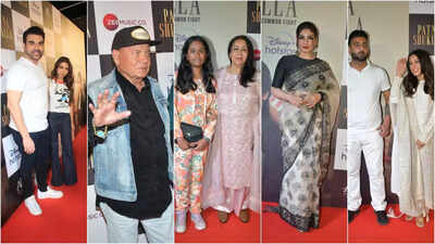 Raveena Tandon, Arbaaz Khan, wife Sshura Khan and family, Satish Kaushik's daughter Vanshika and wife Shashi Kaushik among other celebs attend Patna Shuklla screening