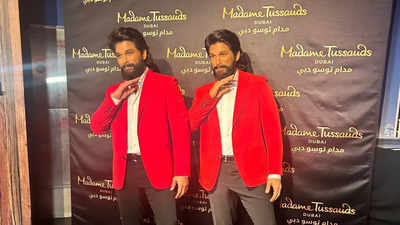 Allu Arjun strikes iconic 'Thaggede le' pose with wax statue at Madame Tussauds Dubai - See Photos