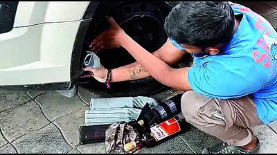 Liquor hidden under jeep engine seized