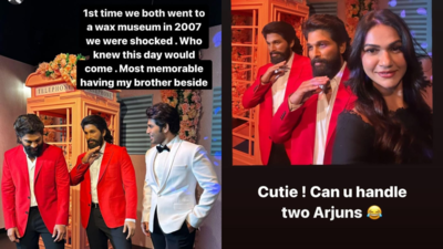 Allu Arjun shares a heartfelt picture with brother, asks wife, 'can you handle two Arjuns?' after his wax statue revealation at Madame Tussauds