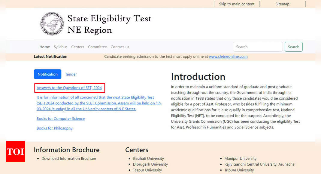 Assam SLET 2024 answer key released at sletne.org; Download here