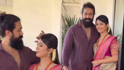 Yash poses with wife Radhika Pandit in simple outfit, netizens call them 'cute couple'