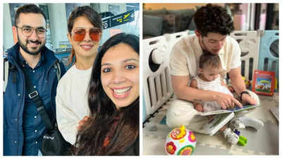 Nick Jonas enjoys his 'daddy time' with Malti; Priyanka Chopra strikes a pose with fans at airport - See photos