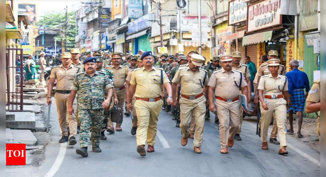 Coimbatore rural police conduct flag march in Pollachi | Coimbatore ...