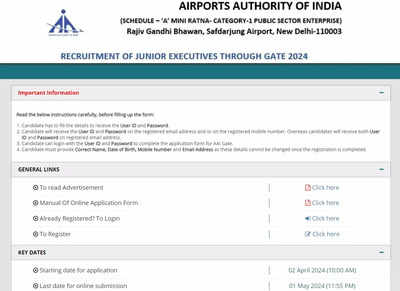 AAI JE 2024 registration begins for 490 Junior Executive posts at aai.aero, direct link to apply here