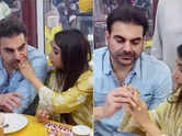 Arbaaz feeds wife Sshura Khan at Iftar party