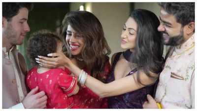 Priyanka Chopra, Nick Jonas, Siddharth Chopra and Neelam Upadhyay take turns to get Malti Marie's attention in BTS video from Roka ceremony - WATCH