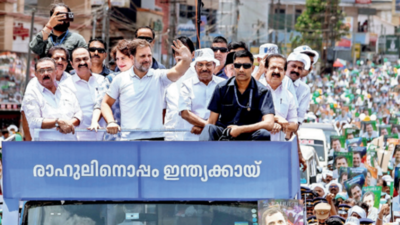 Green flags missing from Rahul Gandhi's Wayanad roadshow, rivals see red