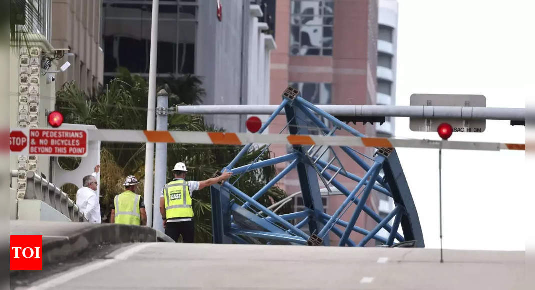 1 killed, 2 others hospitalized after crane section falls from a South Florida high-rise – Times of India