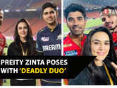 Preity Zinta strikes a pose with ‘deadly duo’ Shashank Singh, Ashutosh Sharma and Shikhar Dhawan, Shubman Gill after PKBS's win