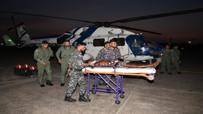 Indian Coast Guard helicopter evacuates Sri Lankan fisherman | Chennai ...