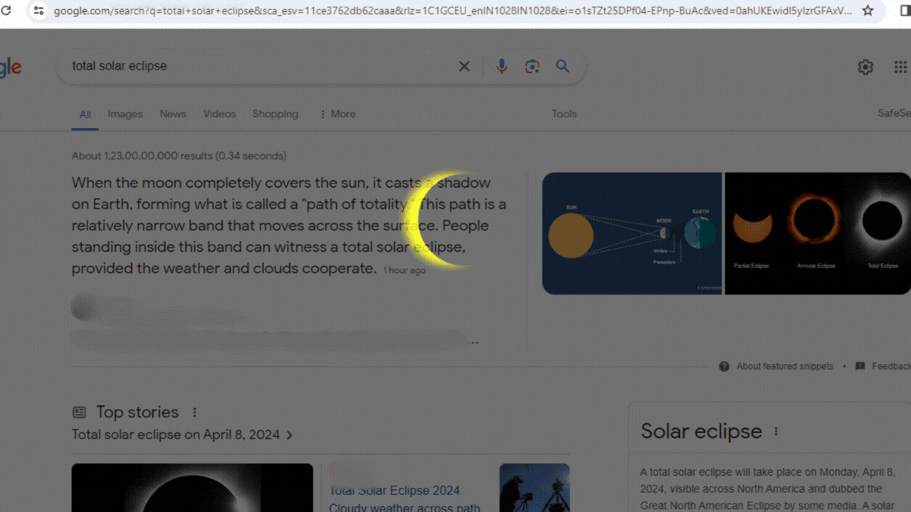 Notícias do Google Doodle hoje: Eclipse solar total, Google comemora com animação especial |  noticias do mundo