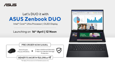 Asus India opens pre-booking for Zenbook Duo OLED laptop: 2-year warranty extension, Asus ProArt Mouse, and more for Rs 1