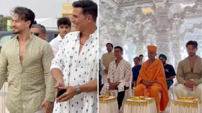 Akshay Kumar and Tiger Shroff seek blessings at BAPS Hindu Mandir in Abu Dhabi ahead of Bade Miyan Chote Miyan release