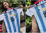 Kalyani Priyadarshan poses with jersey signed by Lionel Messi