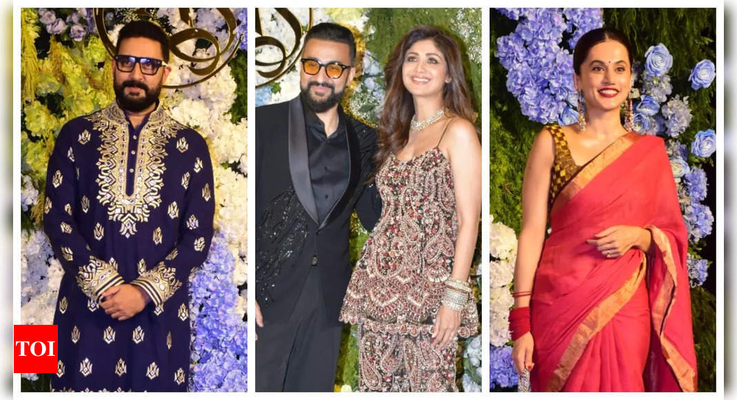 Abhishek Bachchan, Taapsee Pannu, Ameesha Patel, Rajkummar Rao and others make stylish appearances at Anand Pandit's daughter's star-studded wedding reception - See photos