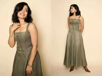 Rashmika Mandanna's olive green corset dress is all you need to rock the summer