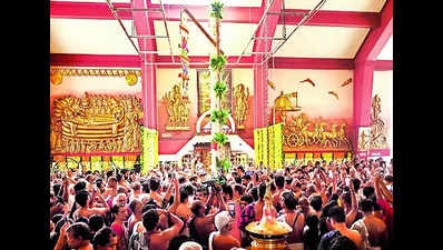 Flags hoisted for Thrissur Pooram amid row over parading jumbos