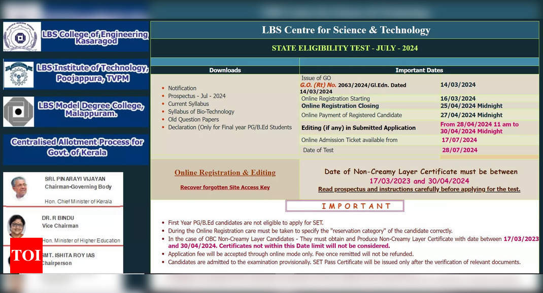 Kerala SET July 2024 registration deadline extended till April 25, direct link to apply here